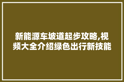 新能源车坡道起步攻略,视频大全介绍绿色出行新技能