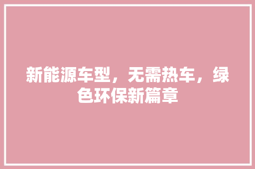 新能源车型，无需热车，绿色环保新篇章