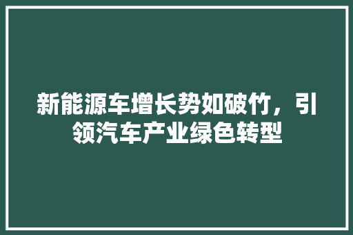 新能源车增长势如破竹，引领汽车产业绿色转型