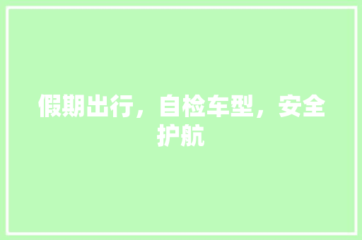假期出行，自检车型，安全护航