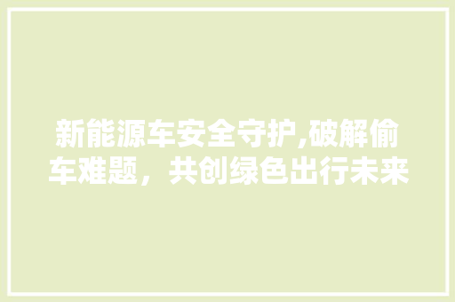 新能源车安全守护,破解偷车难题，共创绿色出行未来