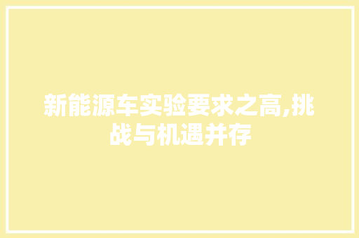 新能源车实验要求之高,挑战与机遇并存