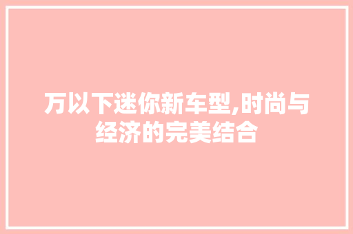 万以下迷你新车型,时尚与经济的完美结合