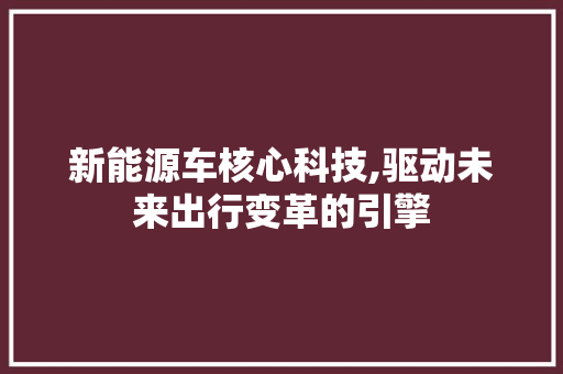 新能源车核心科技,驱动未来出行变革的引擎