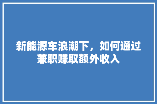 新能源车浪潮下，如何通过兼职赚取额外收入