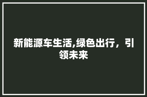 新能源车生活,绿色出行，引领未来 汽车配件