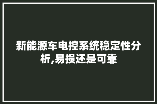 新能源车电控系统稳定性分析,易损还是可靠