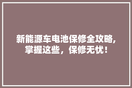 新能源车电池保修全攻略,掌握这些，保修无忧！ 汽车展览