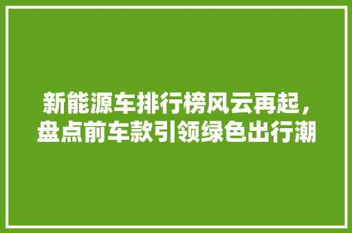 新能源车排行榜风云再起，盘点前车款引领绿色出行潮流