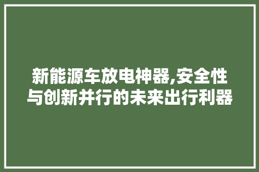 新能源车放电神器,安全性与创新并行的未来出行利器
