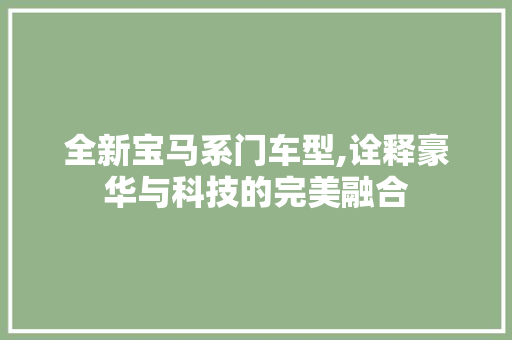 全新宝马系门车型,诠释豪华与科技的完美融合