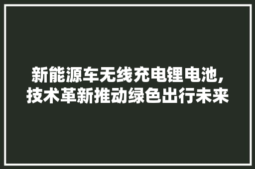 新能源车无线充电锂电池,技术革新推动绿色出行未来
