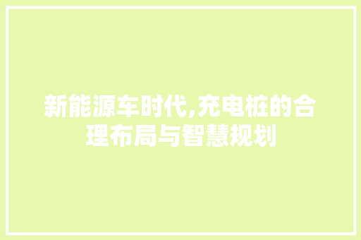 新能源车时代,充电桩的合理布局与智慧规划