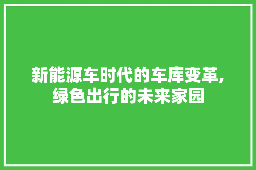 新能源车时代的车库变革,绿色出行的未来家园