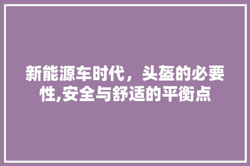 新能源车时代，头盔的必要性,安全与舒适的平衡点