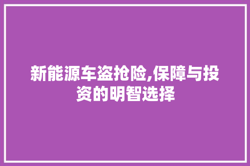 新能源车盗抢险,保障与投资的明智选择