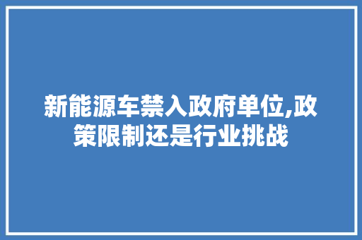 新能源车禁入政府单位,政策限制还是行业挑战