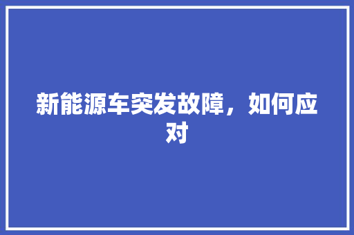 新能源车突发故障，如何应对
