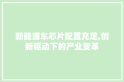 新能源车芯片配置充足,创新驱动下的产业变革