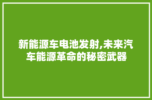 新能源车电池发射,未来汽车能源革命的秘密武器