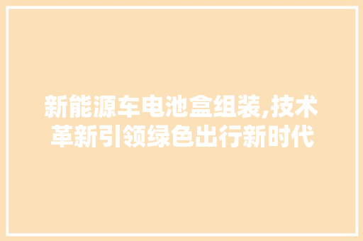 新能源车电池盒组装,技术革新引领绿色出行新时代