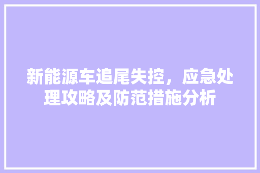 新能源车追尾失控，应急处理攻略及防范措施分析