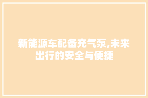 新能源车配备充气泵,未来出行的安全与便捷