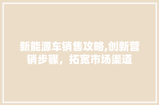 新能源车销售攻略,创新营销步骤，拓宽市场渠道