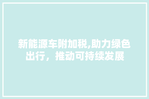新能源车附加税,助力绿色出行，推动可持续发展