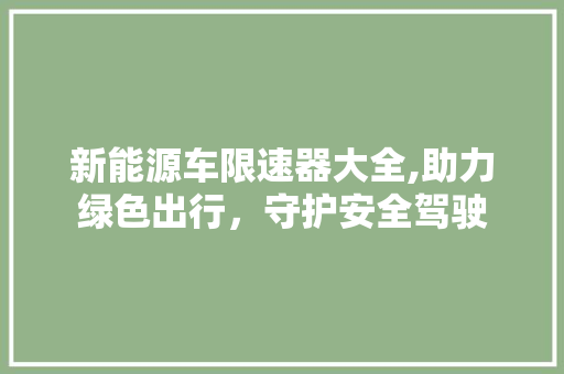 新能源车限速器大全,助力绿色出行，守护安全驾驶
