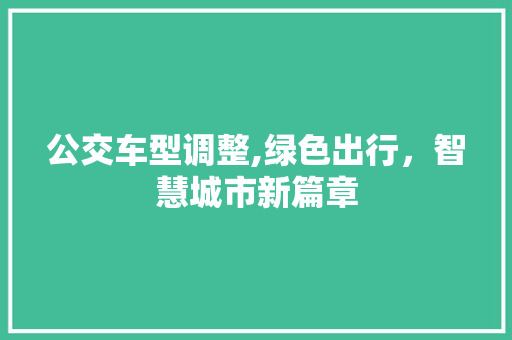公交车型调整,绿色出行，智慧城市新篇章