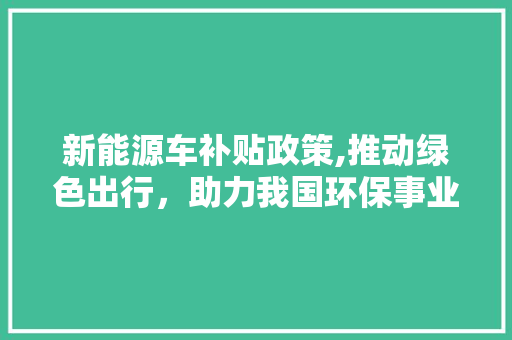 新能源车补贴政策,推动绿色出行，助力我国环保事业