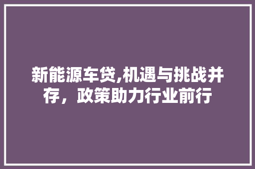 新能源车贷,机遇与挑战并存，政策助力行业前行