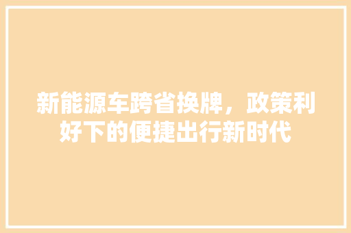 新能源车跨省换牌，政策利好下的便捷出行新时代