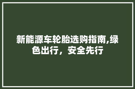 新能源车轮胎选购指南,绿色出行，安全先行