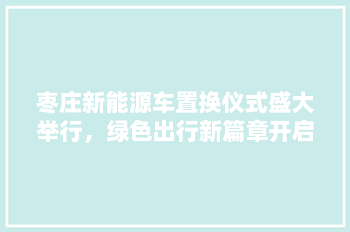 枣庄新能源车置换仪式盛大举行，绿色出行新篇章开启 新车资讯