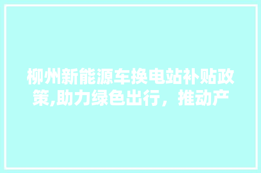 柳州新能源车换电站补贴政策,助力绿色出行，推动产业升级
