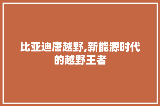 比亚迪唐越野,新能源时代的越野王者