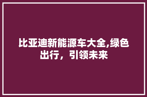 比亚迪新能源车大全,绿色出行，引领未来