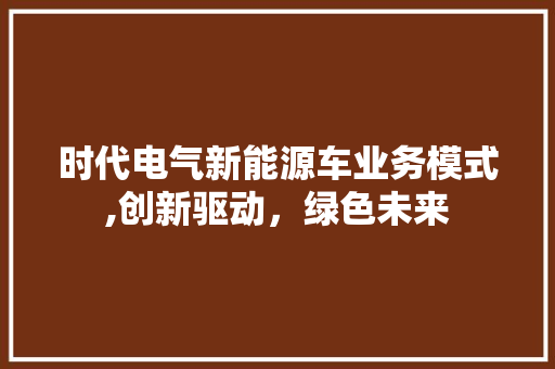 时代电气新能源车业务模式,创新驱动，绿色未来