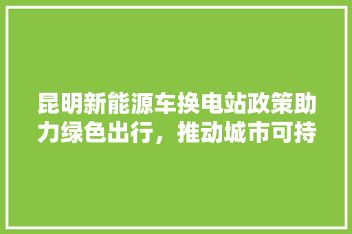 昆明新能源车换电站政策助力绿色出行，推动城市可持续发展 车载导航