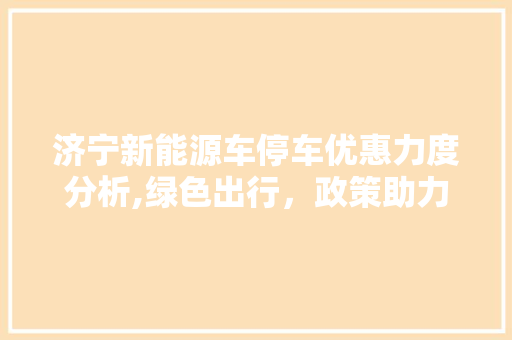 济宁新能源车停车优惠力度分析,绿色出行，政策助力