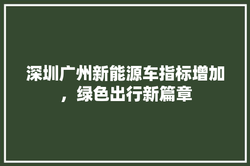 深圳广州新能源车指标增加，绿色出行新篇章