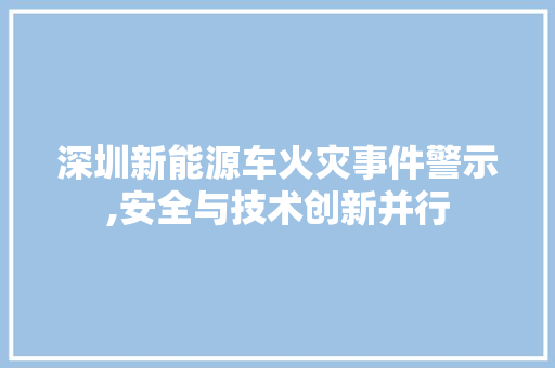 深圳新能源车火灾事件警示,安全与技术创新并行