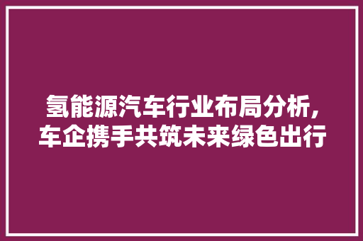氢能源汽车行业布局分析,车企携手共筑未来绿色出行新篇章