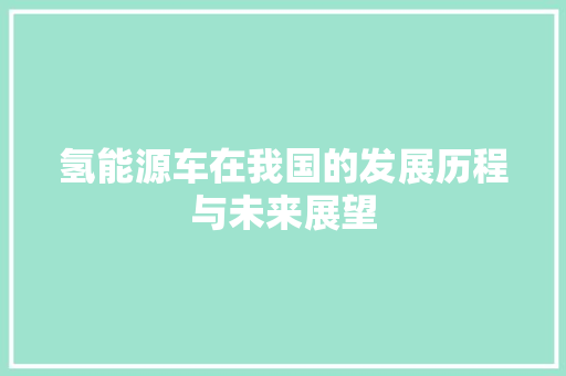 氢能源车在我国的发展历程与未来展望