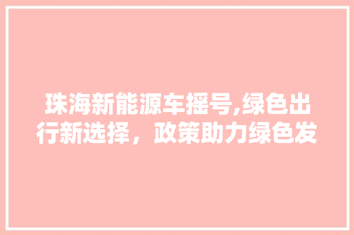 珠海新能源车摇号,绿色出行新选择，政策助力绿色发展