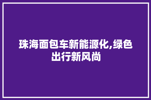 珠海面包车新能源化,绿色出行新风尚