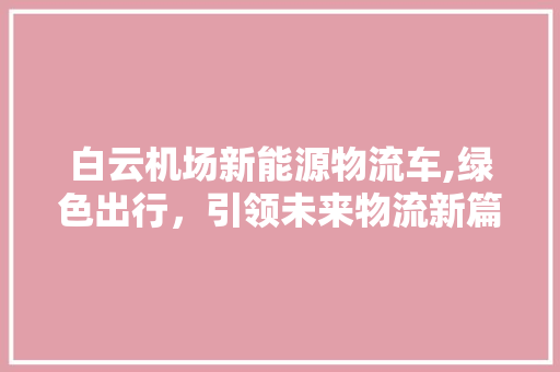 白云机场新能源物流车,绿色出行，引领未来物流新篇章