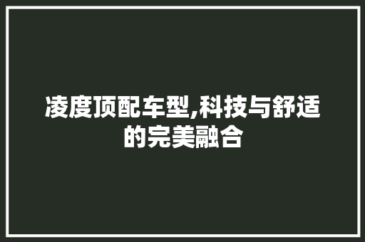 凌度顶配车型,科技与舒适的完美融合